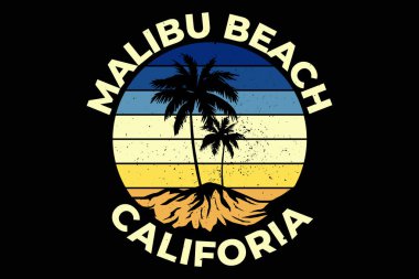 Tişört Malibu plajı California yaz eskitilmiş eski tarz