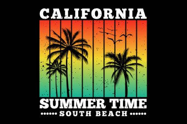 Tişört California Yaz mevsimi Güney Sahili Günbatımı Eski tarz