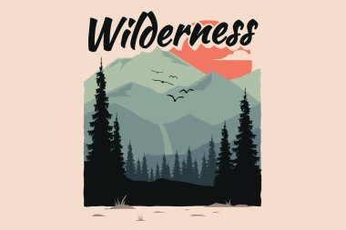 Tişört yaban doğası çam ağacı düz doğa