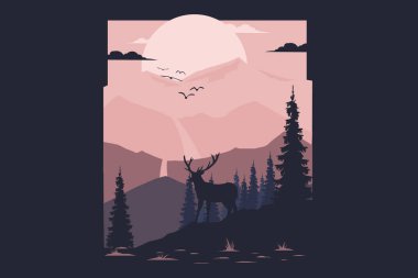 Dağ geyiği çamı tişörtü tasarımı