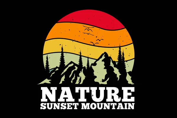 Shirt Montanha Natureza Pinho Árvore Estilo Retro — Vetor de Stock