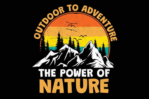 Shirt Outdoor Erkunden Natur Abenteuer Kiefer Retro Vintage Style — Stockvektor