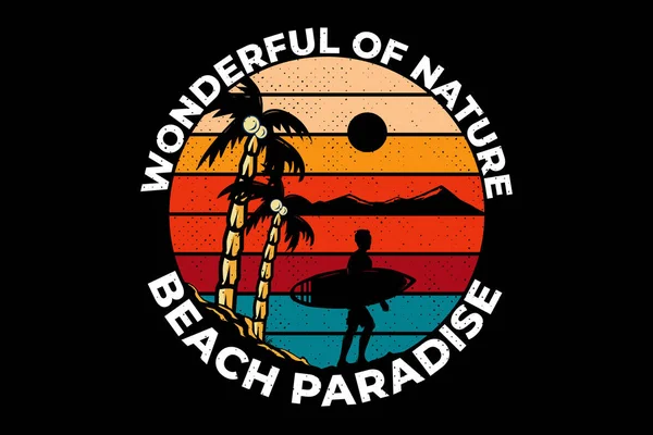 Camiseta Diseño Maravilla Naturaleza Playa Paraíso — Archivo Imágenes Vectoriales