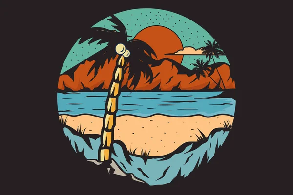 Shirt Plage Nature Explorer Montagne Palmiers — Image vectorielle