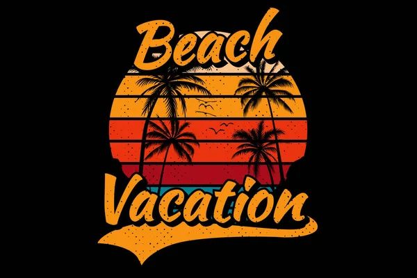 Shirt Design Beach Vacation Tropical Style Retro Vintage Illustration — Stock Vector