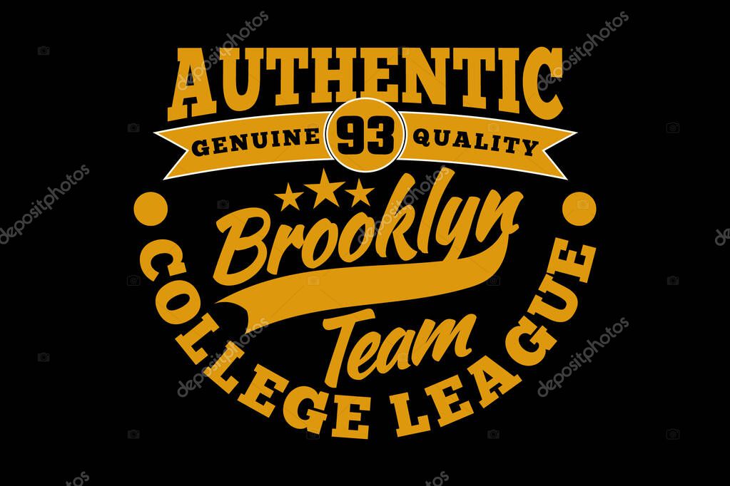 T-shirt typography brooklyn authentic college league vintage style