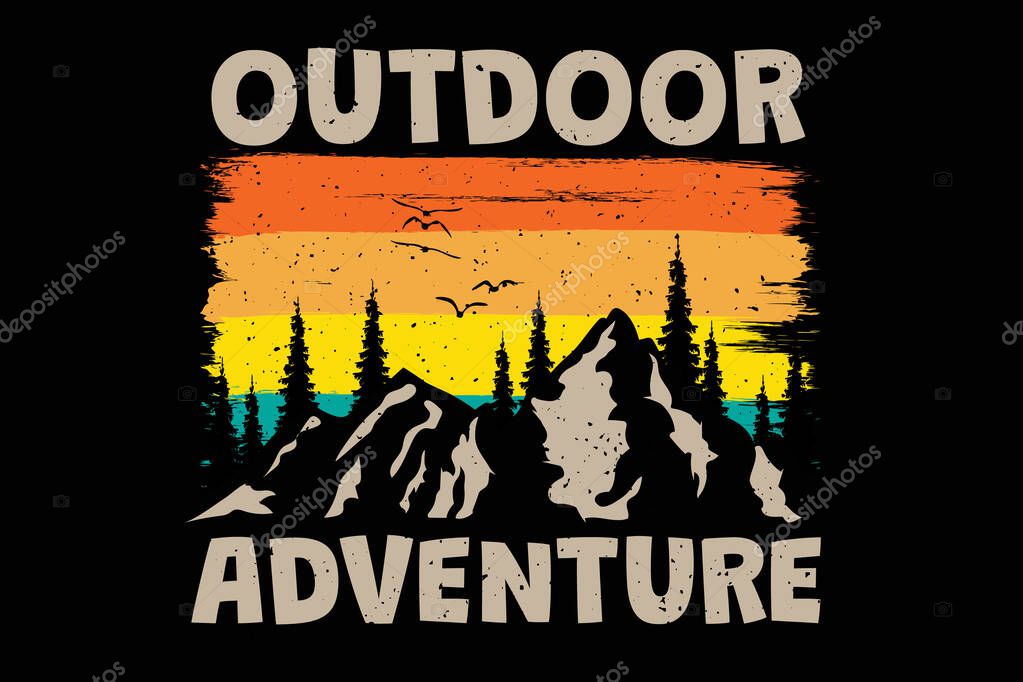 T-shirt outdoor adventure pine mountain tree retro style vintage