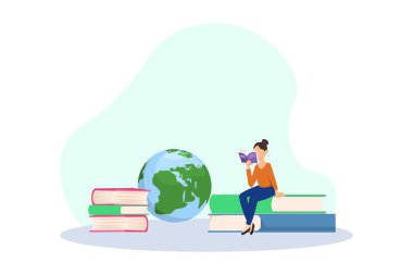 Dünya Kitap Günü Düz Tasarım İllüstrasyonu