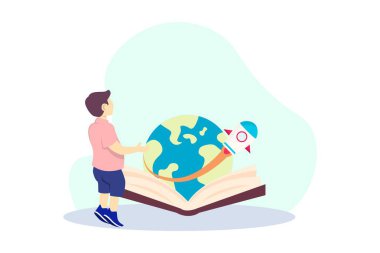 Dünya Kitap Günü Düz Tasarım İllüstrasyonu