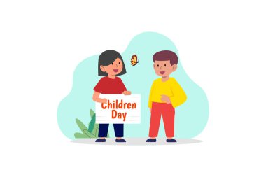 Çocuk Günü Düz Tasarım Çizimi