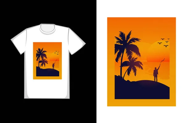 Shirt Design Zachód Słońca Plaży — Wektor stockowy
