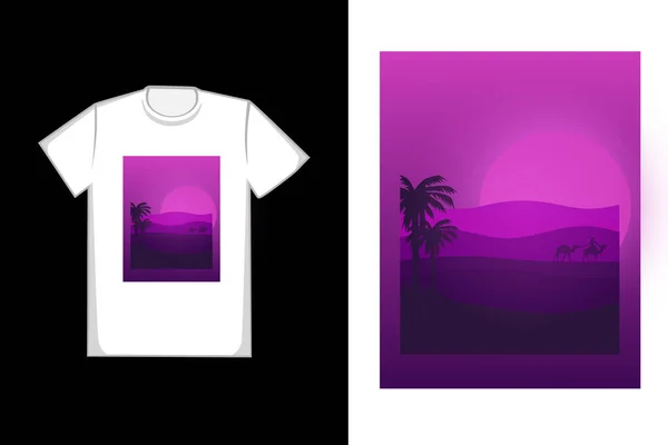 Diseño Camiseta Color Desierto Gradiente Púrpura — Vector de stock