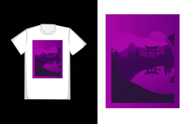 山の中のTシャツデザインポーターゲート — ストックベクタ