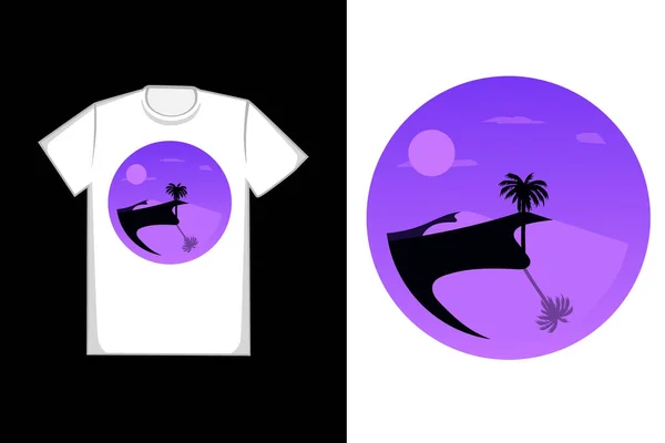 Shirt Design Die Wüste Der Nacht Ist Lila — Stockvektor
