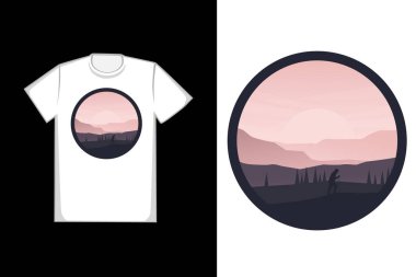 Tişört güzel dağ manzarası doğa parlak ışık