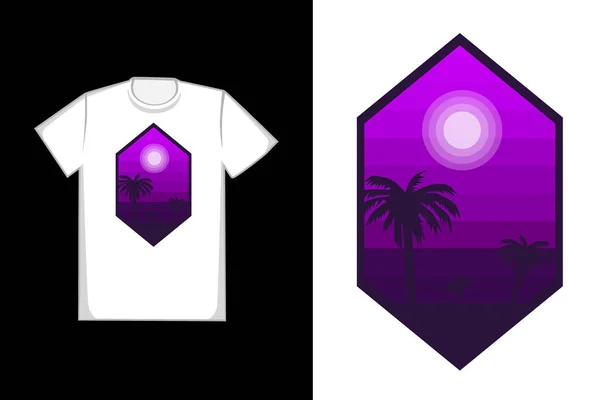 Camiseta Playa Las Noches Claras Color Negro Púrpura — Archivo Imágenes Vectoriales