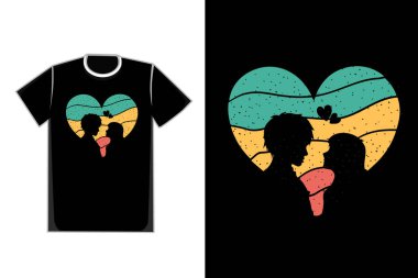 Tişört romantik insanları sever mavi ve turuncu renkler