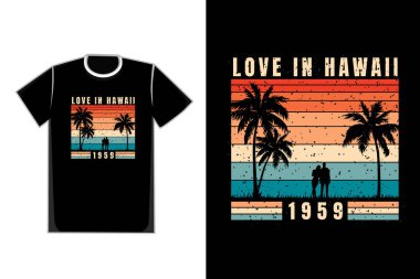 Hawaii 1959 'da plajda romantik bir çift.