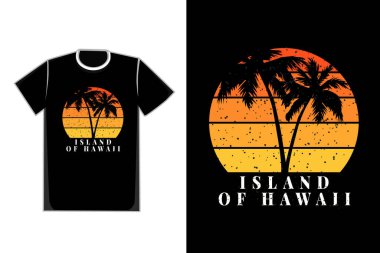 Hawaii 'deki Tişört Plajı Silüeti Hindistan cevizi Ağacı Adası