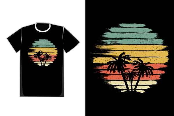 Tričko Sunset Beach Kokosové Stromy Jsou Krásné — Stockový vektor