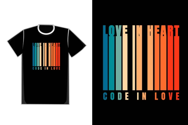 Tシャツの形の色のタイトル愛でハートコードで愛 — ストックベクタ