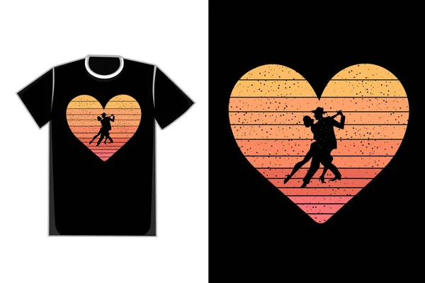 Tシャツダンスカップルで愛の夕日の色 — ストックベクタ