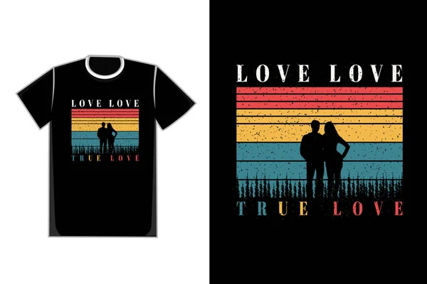 Tričko Romantický Pár Název Láska Valentine Pravda Láska — Stockový vektor