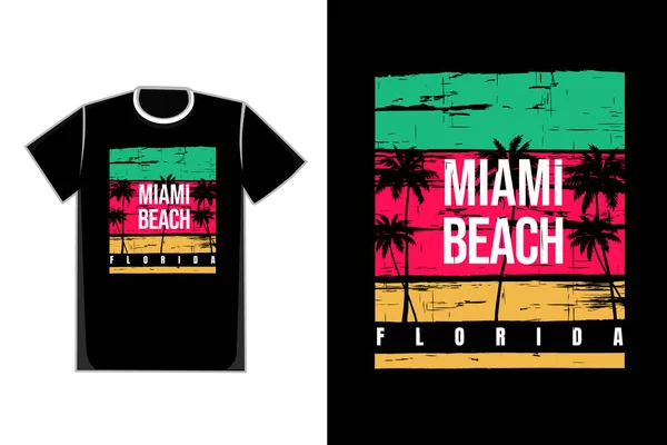 stock vector T-shirt retro style miami beach florida coconut tree beautiful