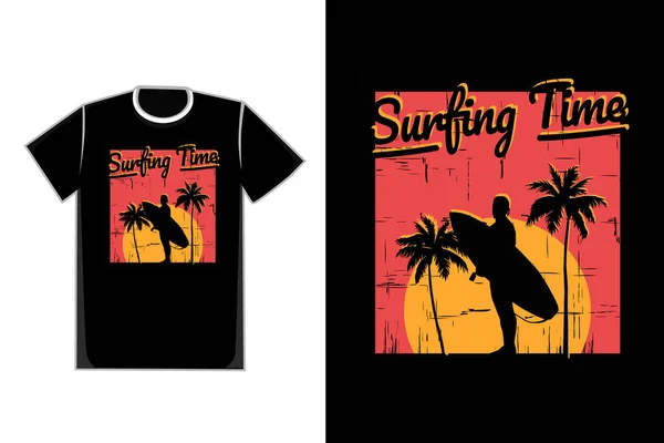 stock vector T-shirt silhouette beach surfing tree sunset sky beautiful