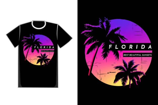 stock vector T-shirt silhouette sunset florida gradient beautiful sky