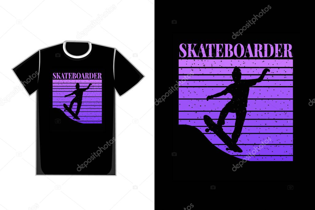 T-shirt silhouette skateboarder color purple