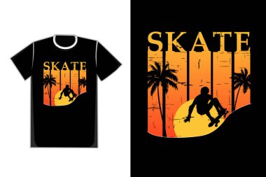 Tişört, siluet, kaykay, eski tarz gün batımı.