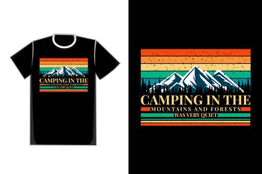 Tişört silueti dağ ormanı güzel eski moda.