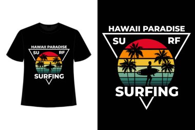 Tişört sörfü Hawaii Cenneti antika