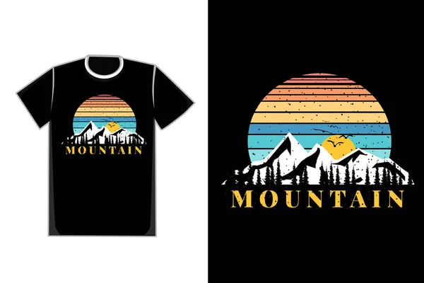 Shirt Silhouette Montagne Style Vintage Rétro Nature Lever Soleil — Image vectorielle