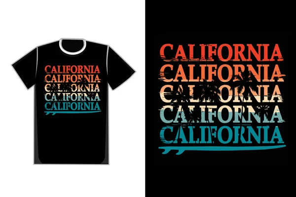 Tipografía Camiseta California Playa Árbol Suft Estilo Retro — Archivo Imágenes Vectoriales