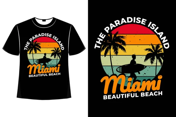 stock vector T-shirt paradise island beach miami retro