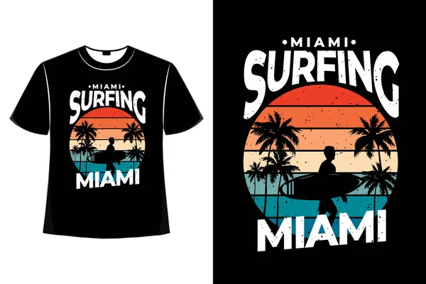 stock vector T-shirt surfing miami beach retro vintage