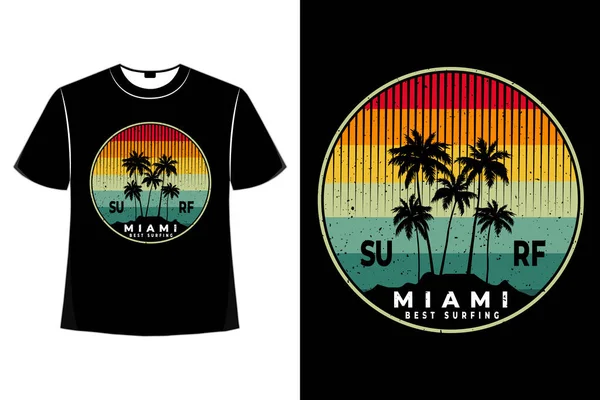 stock vector T-shirt surfing miami retro style