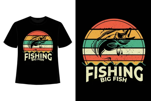 stock vector T-shirt fishing big retro vintage