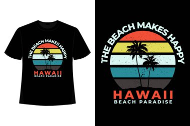 Tişört plajı retro Hawaii cennet bağbozumu