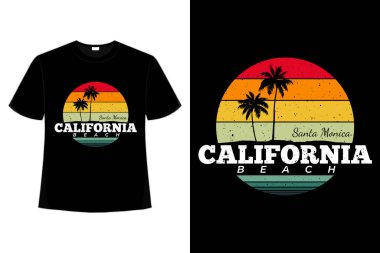 Tişört retro California plajı Santa Monica