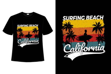Tişört plaj sörfü California retro