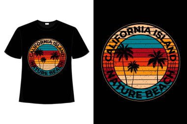 T-shirt beach nature california island retro vintage clipart