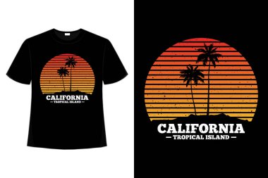 Tişört plajı günbatımı Kaliforniya tropik adası