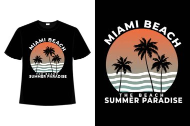 Miami plajı tişörtü Cennet retro tarzı