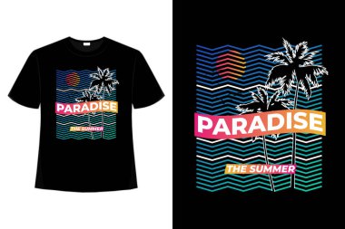 Tişört cenneti yaz plajı günbatımı retro tarzı