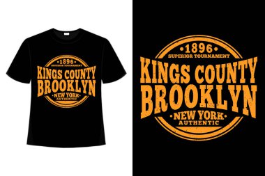 Tişört tipografisi King County Brooklyn otantik