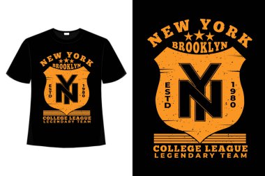 Tişört tipografisi Brooklyn New York Kolej Ligi
