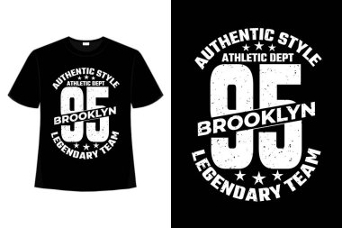 Tişört tipografisi otantik Brooklyn stili efsanevi vintage tarzı